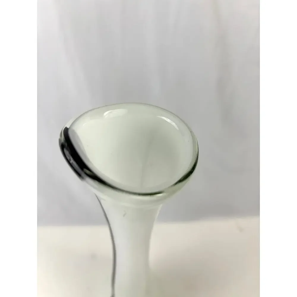 Vintage Mid-Century Modern‎ Hand Blown Glass Vase Black & White 17.5